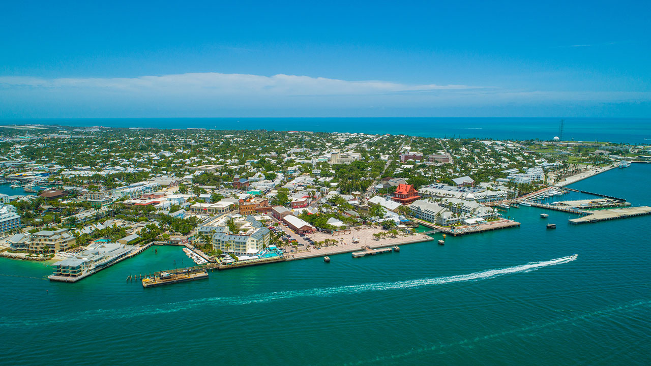 Aerial drone photo of scenic Key West Florida USA