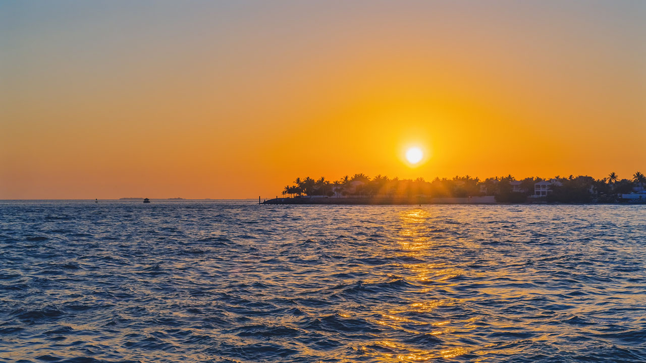Sunset over the water in Key West